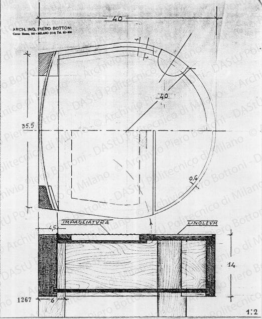 Particolare sedia, scala 1:2, prot. 1267, s.d. Matita su lucido, cm 36,1x31,5. 