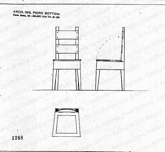 Sedia, scala 1:10, prot. 1268, s.d. Matita su carta, cm 22,8x28,3. 