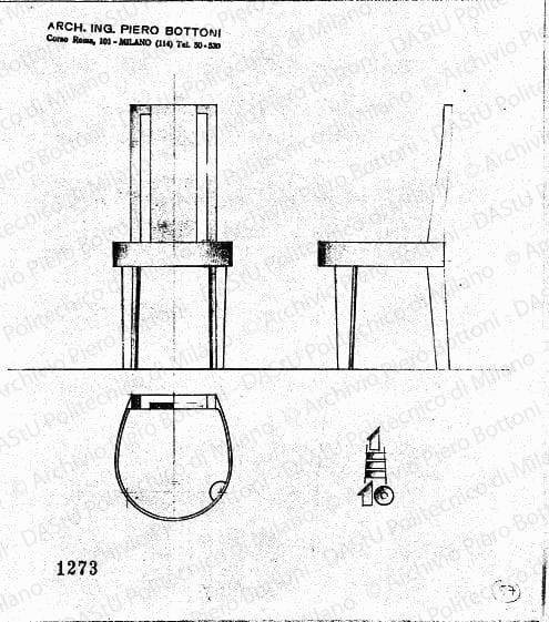 Sedia, scala 1:10, prot. 1273, s.d. Matita su lucido, cm 24,0x21,0. 