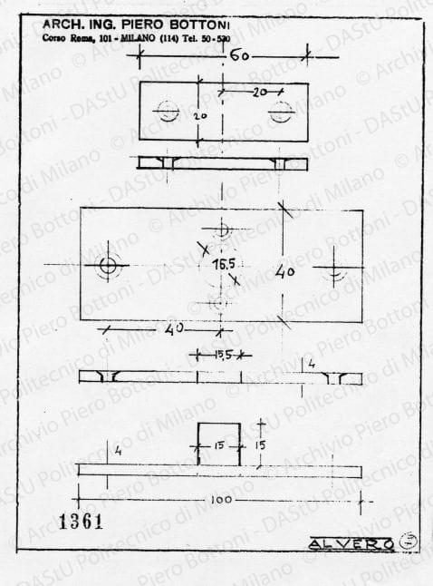 Particolare maniglie, scala 1:1, prot. 1361, s.d. Matita su lucido, cm 19,7x15,0. 
