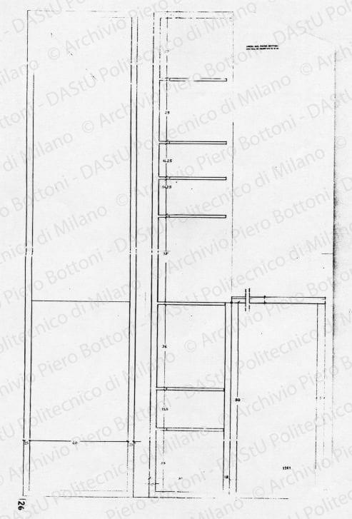 Particolare mobile, scala 1:20, prot. 1363, s.d. Matita su lucido, cm 100,3x63,5. 