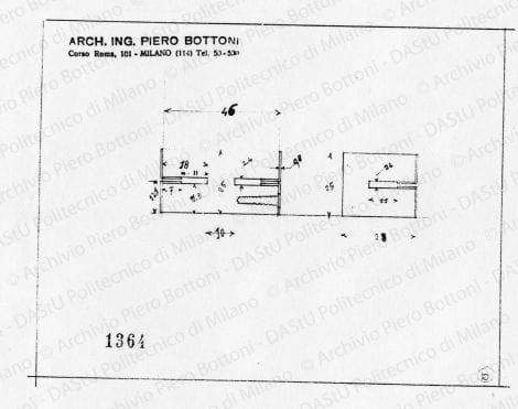 Particolare ferramenta per mobile, scala 1:1, prot. 1364, s.d. Matita su lucido, cm14,7x18,8. 
