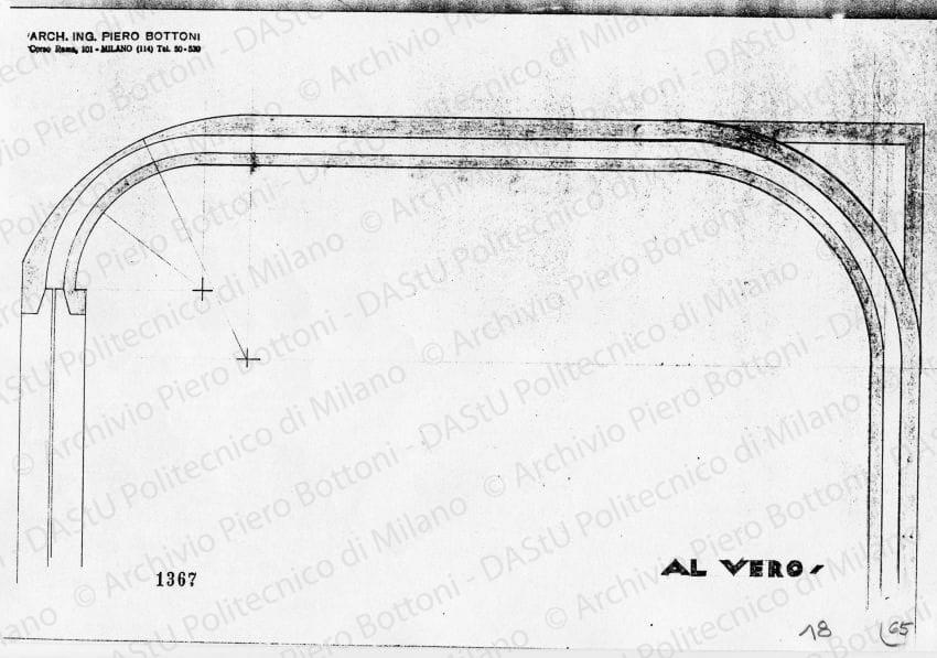 Particolare mobile, scala 1:1, prot. 1367, s.d. Matita su lucido, cm 24,7x40,2. 