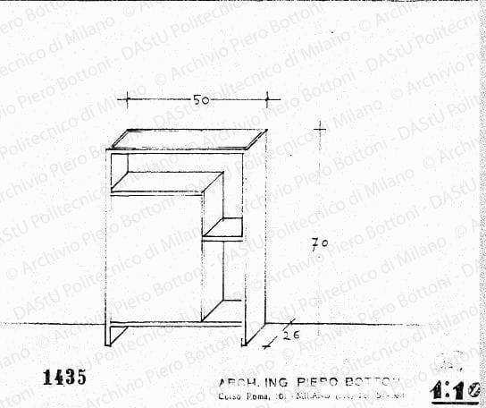 Mobiletto, scala 1:10, prot. 1435, s.d. Matita su lucido, cm 15,5x18,0. 