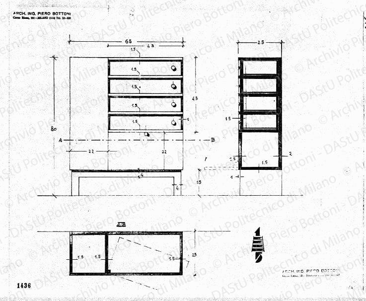 Mobile, scala 1:5, prot. 1436, s.d. Matita su lucido, cm 33,2x42,7. 