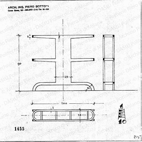 Porta asciugamani, scala 1:10, prot. 1455, s.d. Matita su lucido, cm 23,0x23,0. 
