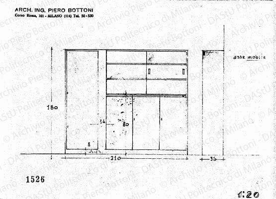 Mobile, scala 1:20, prot. 1526, s.d. Matita su lucido, cm 17,4x23,4. 