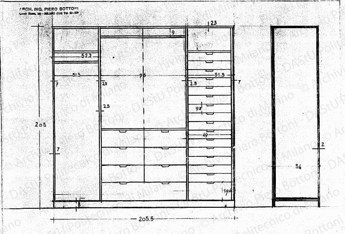 Armadio, scala 1:10, prot. 1541, s.d. Matita su lucido, cm 29,0x38,2. 