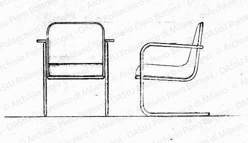 Poltroncina, scala 1:10, s.d. Matita su lucido, cm 19,6x30,1. 