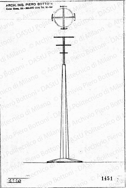 Attaccapanni, scala 1:10, prot. 1451, s.d. Matita su lucido, cm 27,5x18,6. 