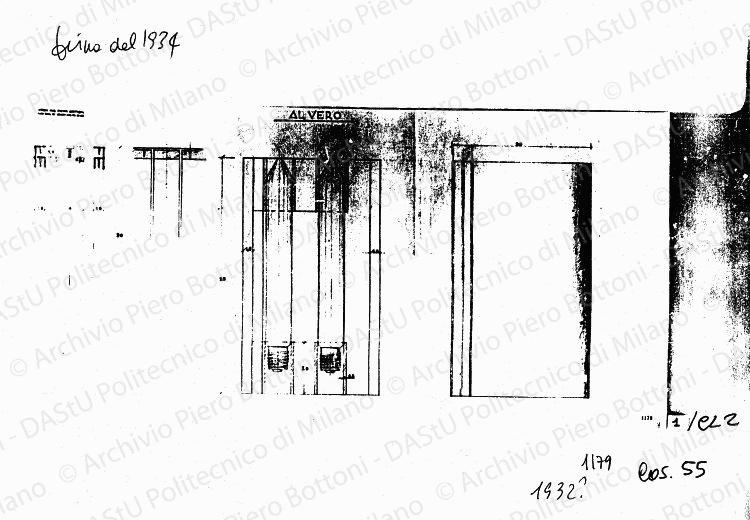 Lampada a muro, scala 1:1, prot. 1179, s.d. Matita su lucido, cm 45,7x95,7. 