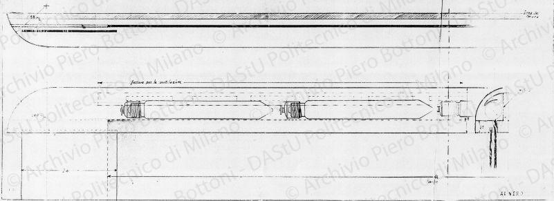 Lampada, scala 1:1, prot. 1697, s.d. Matita su lucido, cm 42,4x115,0. 