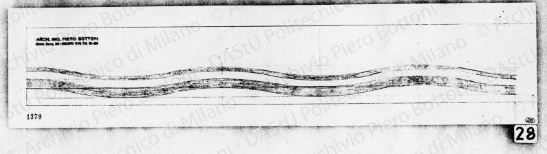 Particolare di decorazione dei vetri per plafoniera, scala 1:1, prot. 1379, s.d. Matita su lucido, cm 13,0x56,7. 