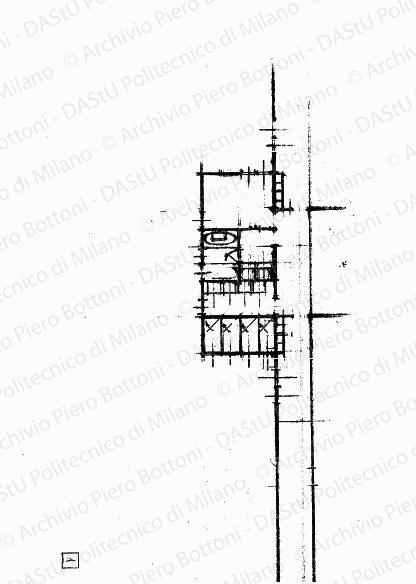Pianta di una zona servizi, scala 1:100, s.d. Matita su lucido, cm 15,8 x 27,0.
