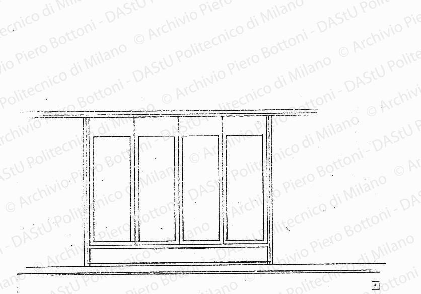 Prospetto di serramento, scala 1:20, s.d. Matita su lucido, cm 21,2 x 37,5.