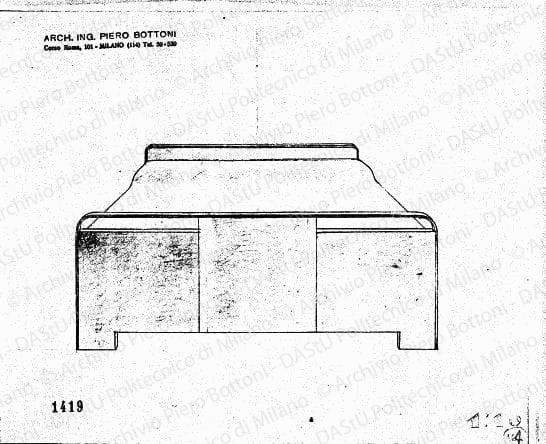Letto, scala 1:10, prot. 1419, s.d. Matita su lucido, cm 22,0x26,7. 