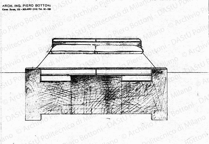 Letto, scala 1:10, prot. 1423, s.d. Matita su lucido, cm 23,5x30,6. 
