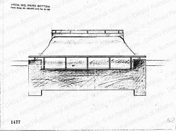Letto, scala 1:10, prot. 1427, s.d. Matita su lucido, cm 22,5x30,6. 