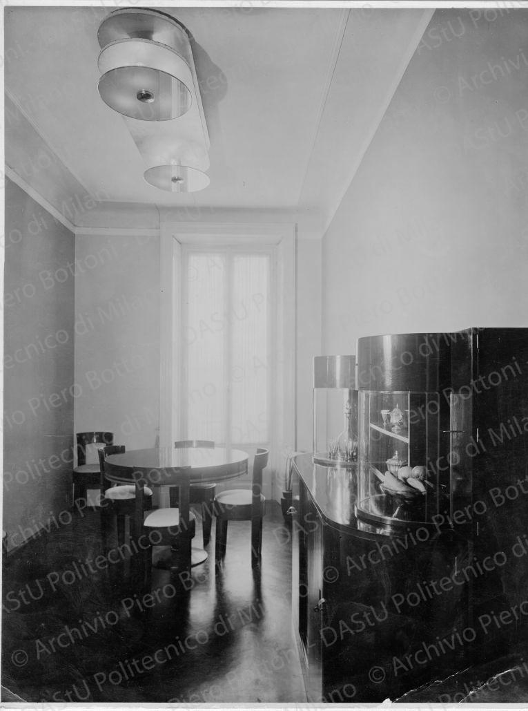 Veduta della sala da pranzo, positivo, bianco e nero, mm 290x226. 