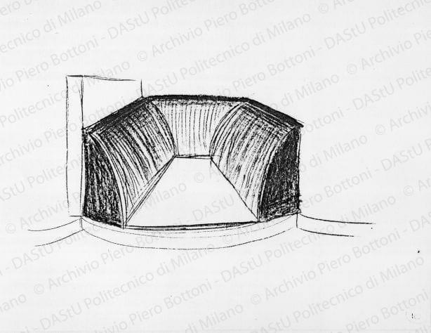 Schizzo mostra filo elastico, s.d. Matita su carta, cm 15,9x21,6. 