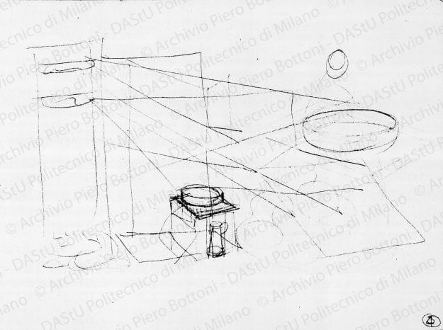 Schizzi mostra filo elastico, s.d. Matita su carta, cm 21,1x16,0. 