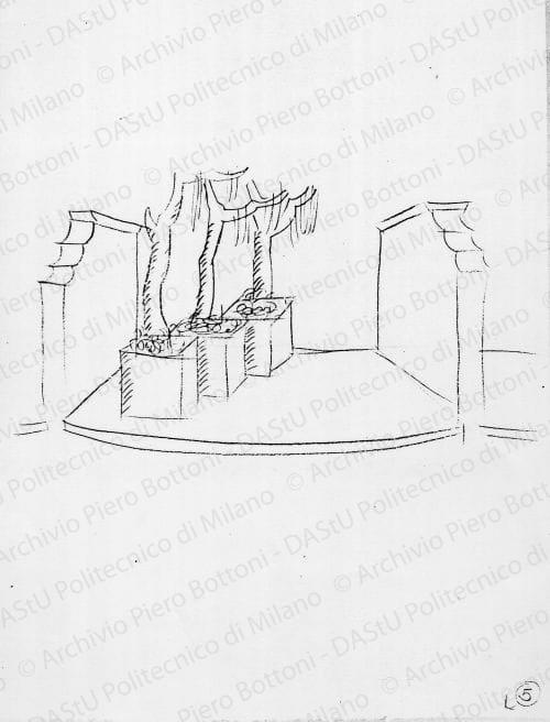Schizzo mostra filo elastico, s.d. Matita su carta, cm 22,0x16,1. 