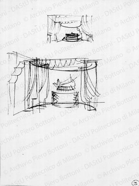 Schizzi mostra filo elastico, s.d. Matita su carta, cm 19,9x14,6. 