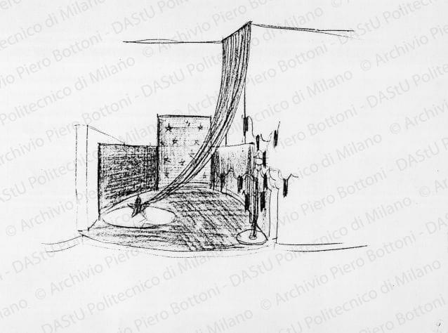 Schizzo mostra filo elastico, s.d. Matita su carta, cm 16,1x21,8. 