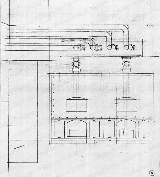 Schema per condotte di vapore surriscaldato, s.d. Matita su lucido, cm 28,0x25,0. 