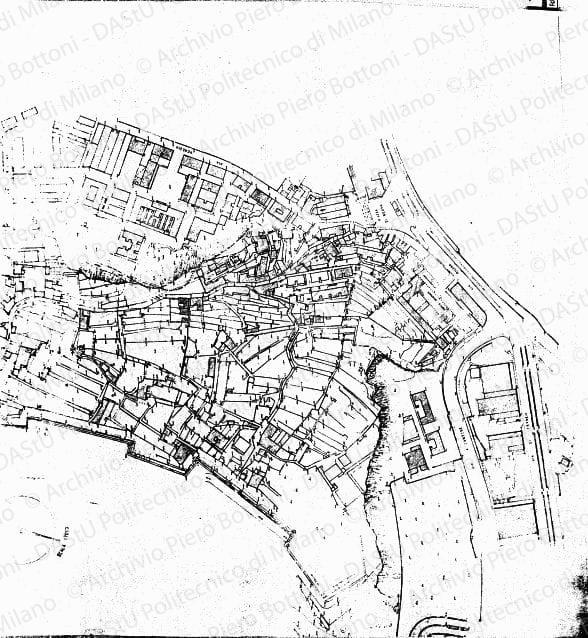 Planimetria, area mura tra la ex Batteria della Concezione e la ex Batteria degli Angeli, scala 1:1000, s.d. Eliografia su carta, cm 134,0x92,8. 