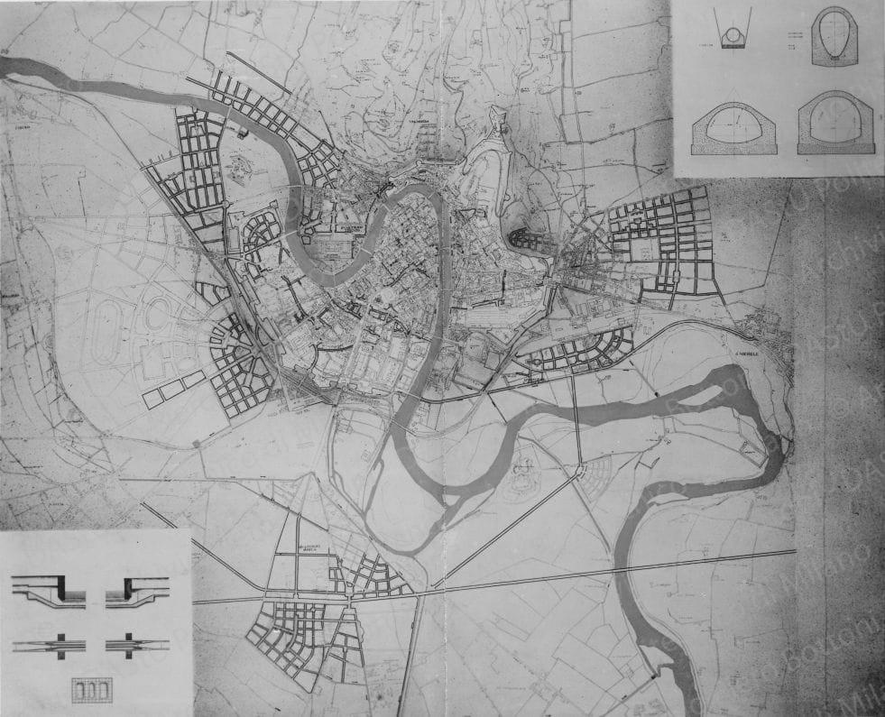 Riproduzione della planimetria di piano della città. Positivo, bianco e nero, 203x249 mm, album giallo n.5, pag.43.