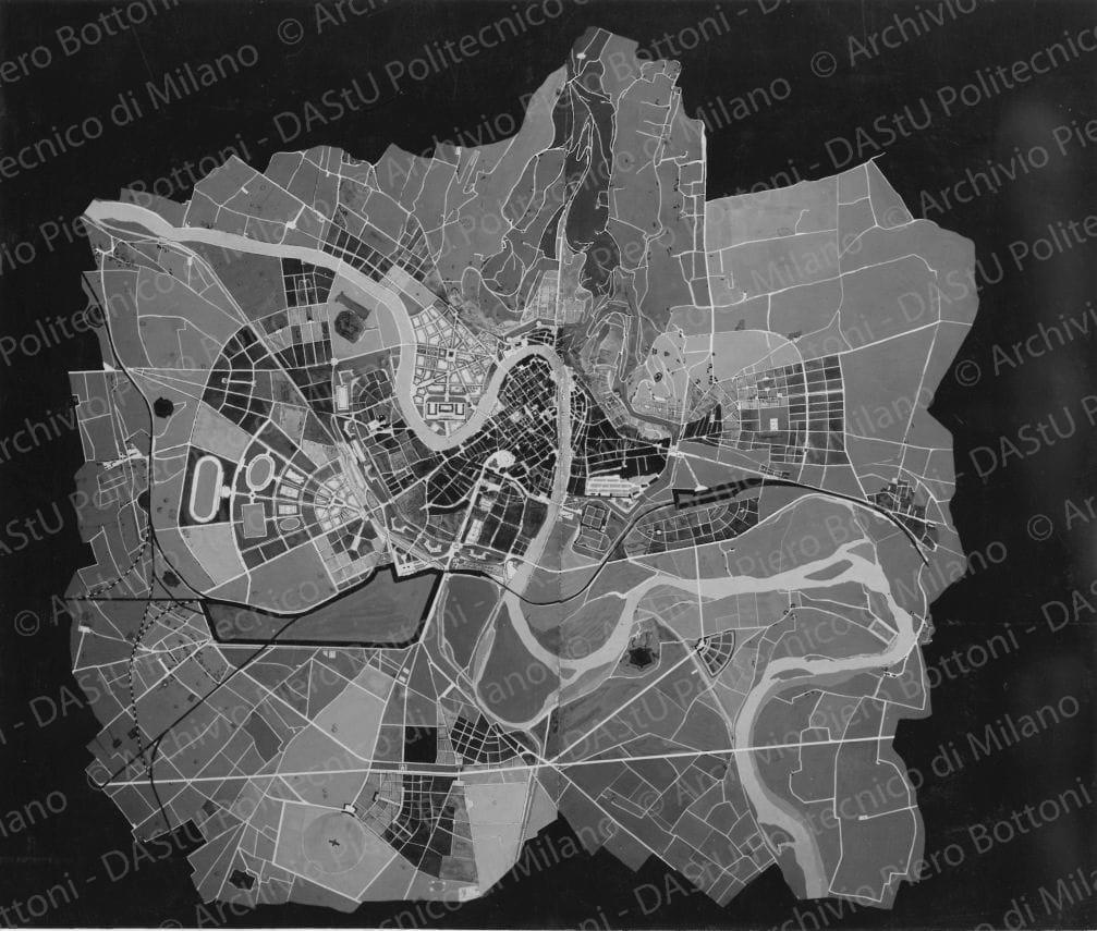 Riproduzione della planimetria di piano della città. Positivo, bianco e nero, 217x256 mm, album giallo n.5, pag.44.