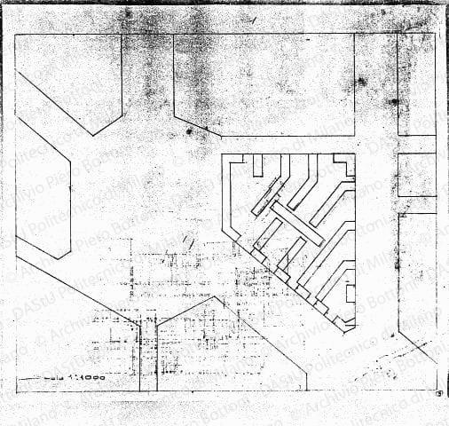 Planimetria, scala 1:1000, s.d. Matita su lucido, cm 45,8x52,0. 