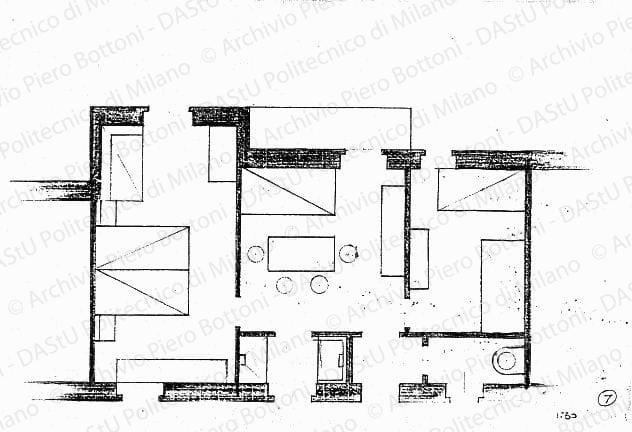 Pianta di alloggio, scala 1:50, s.d. Matita su carta, cm 18,2x29,5. 