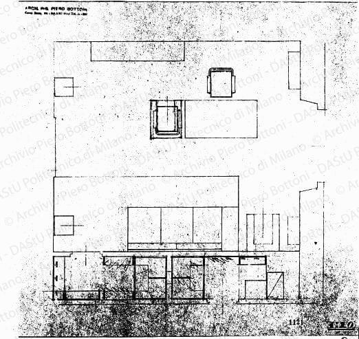 Pianta, scala 1:20, prot. 1121, s.d. Eliografia su carta, cm 38,7x36,5. Correzioni a matita.