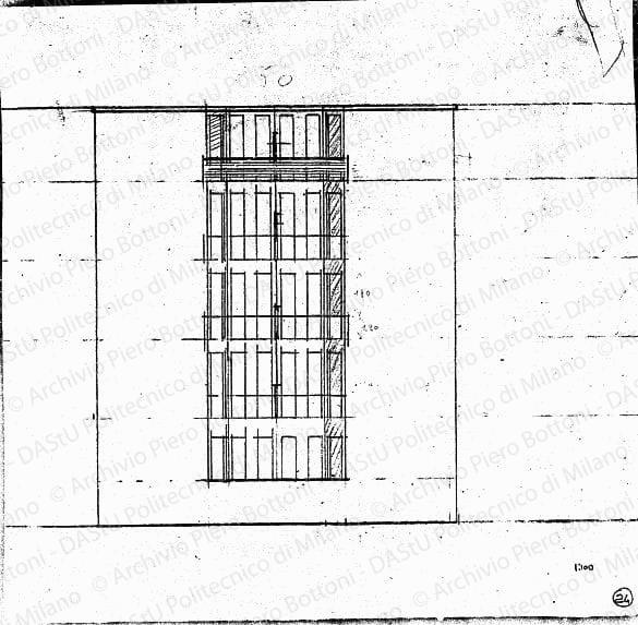 Studio di prospetto, scala 1:100, s.d. Matita su carta, cm 28,0x29,0. 