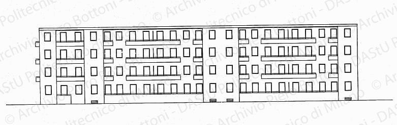 Prospetto del fabbricato tipo, scala 1:100, s.d. China su lucido, cm 66,8x104,2. 