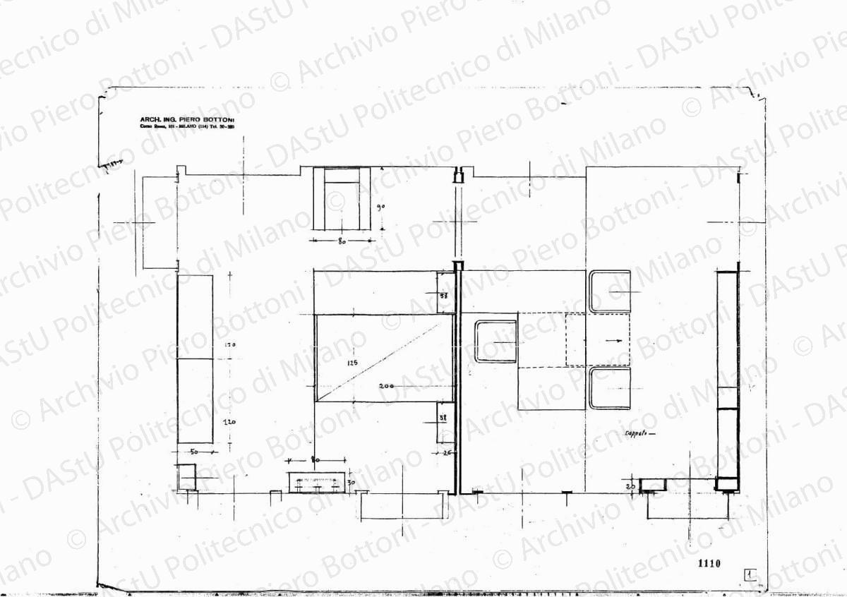 Pianta, scala 1:20, s.d. Matita su lucido, cm 36,2 x 47,2.