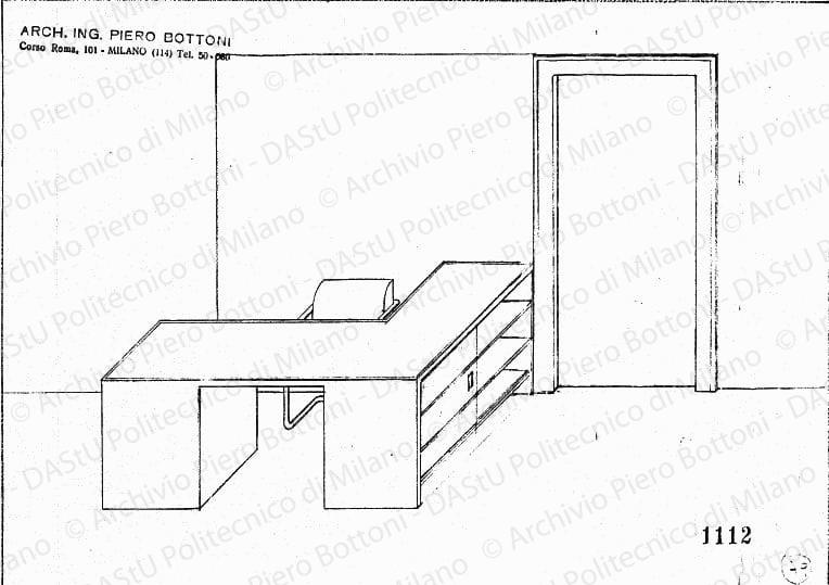Mobili per ufficio, scala 1:20, prot. 1112, s.d. Matita su lucido, cm 20,5x28,0.