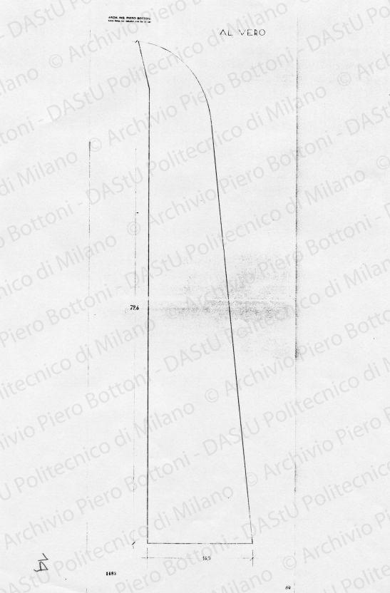 Particolare testata letto, scala 1:1, prot. 1483, s.d. Matita su lucido, cm 93,5x23,7. 