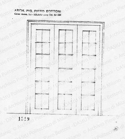 Porta a vetri, scala 1:20, prot. 1519, s.d. Matita su lucido, cm 17,6x16,2.