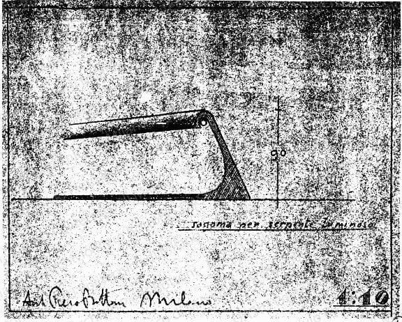 Sagoma per serpente luminoso, scala 1:10, prot. 1017, s.d. Eliografia su carta, cm 19,7x27,0. 
