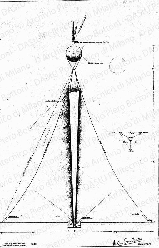 Sagoma serpente luminoso, scala 1:10, prot. 1037, s.d., Eliografia su carta, cm 19,3x27,3. 