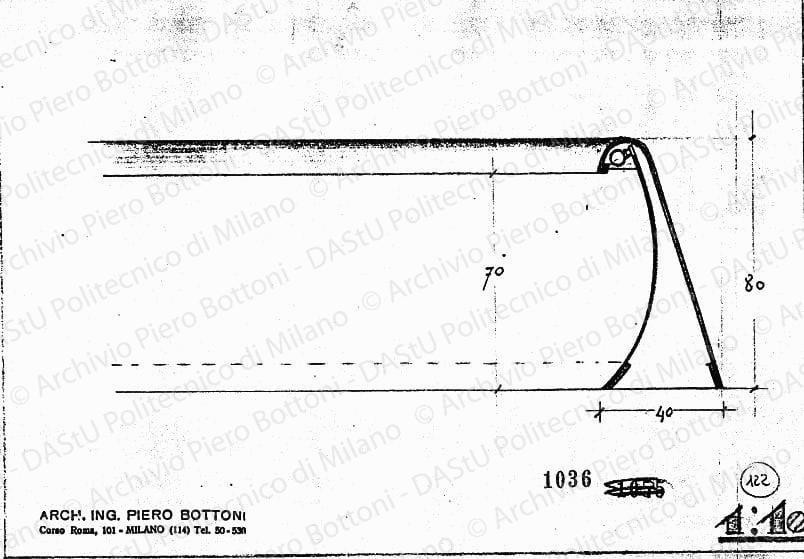Colonna luminosa, scala 1:200, s.d. Matita su lucido, cm 40,3x17,4. 