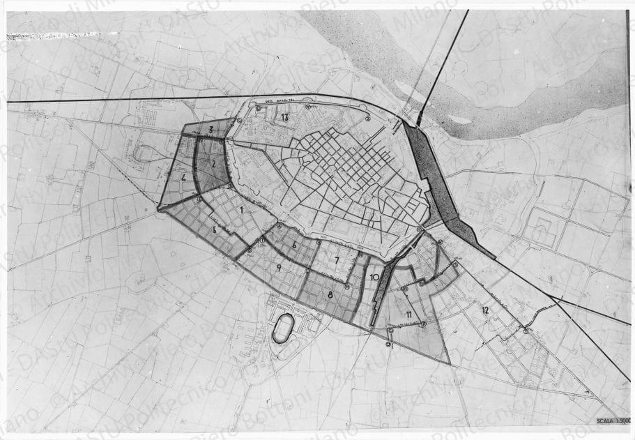 Riproduzione della planimetria di piano della città. Positivo, bianco e nero, 160x231 mm, album giallo n.5, pag.68 (fotografia non incollata).