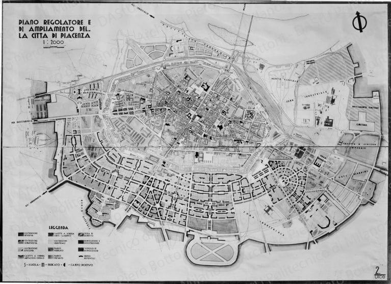 Riproduzione di "Piano regolatore e di ampliamento della città di Piacenza 1:2000", positivo, bianco e nero, mm 157x217.
