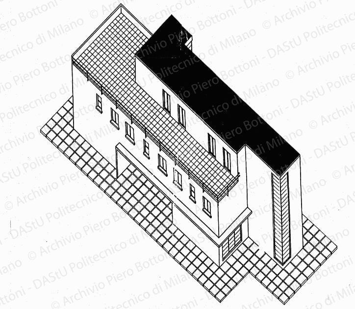 Assonometria, scala 1:100, s.d. China su lucido, cm 44,0x47,5. 