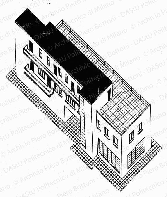 Assonometria, scala 1:100, s.d. China su lucido, cm 44,5x44,0. 