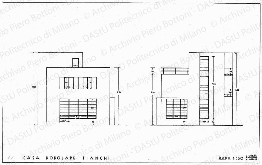 Casa popolare, fianchi, scala 1:50, prot. 1586, s.d. China su lucido, cm 48,5x75,0. 