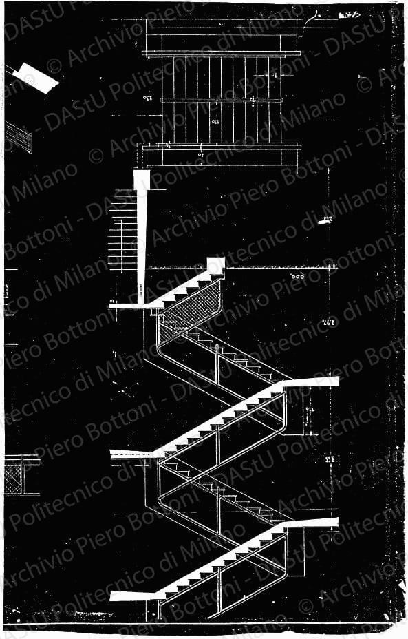 Particolare scala, scala 1:20, s.d. Eliografia su carta, cm 79,2x49,8. 